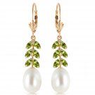 9.2 Carat 14K Solid Gold Momentum pearl Peridot Earrings Womens Natural Gemstone