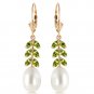9.2 Carat 14K Solid Gold Momentum pearl Peridot Earrings Womens Natural Gemstone