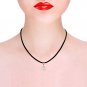 Womens Classy 14K Solid Rose Gold & Leather Necklace w/ Diamond & Pearl Pendant