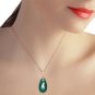 14K Solid Rose Gold Necklace with Briolette 31x16 mm Deep Green Chalcedony