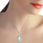 14K Solid Rose Gold Necklace with Briolette 31x16 mm Mint Green Chalcedony