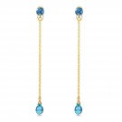 3.15 Carat 14K Solid Gold Chandelier Earrings Natural Blue Topaz