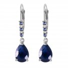3.18 Carat 14K Solid White Gold Power Of Words Sapphire Diamond Earrings