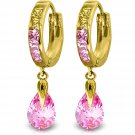 5.68 CTW 14K Solid Gold Pink Act Cubic Zirconia Earrings Natural Gemstone Womens