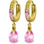 5.68 CTW 14K Solid Gold Pink Act Cubic Zirconia Earrings Natural Gemstone Womens