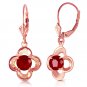 Womens 1.1 Carat 14K Solid Rose Gold Ruby Bloom Earrings Stylish Charming Design
