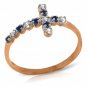 0.24 Carat 14K Solid Rose Gold Cross Ring Diamond Ruby Genuine Gemstone Womens