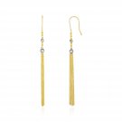14k Two-Tone Women's Yellow and White Gold Ball and Multi-Strand Tassel Earrings