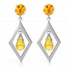 2.4 CTW 14K Solid Gold Celebratory Citrine Earrings