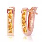 0.7 CTW 14K Solid Rose Gold Oval Huggie Earrings Citrine