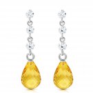 3.3 Carat 14K Solid White Gold I Surrender Citrine Diamond Earrings Cute Fashion