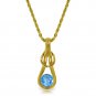 0.65 Carat 14K Solid Gold Venus Unbound Blue Topaz Necklace Genuine Gemstone
