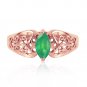0.2 Carat 14K Solid Rose Gold Filigree Ring Natural Emerald Genuine Gemstone