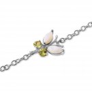 0.6 Carat 14K Solid White Gold Gem Of An Experience Opal Peridot Bracelet