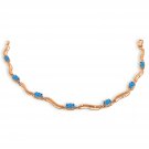14K Solid Rose Gold Tennis Bracelet withDiamonds & Blue Topaz