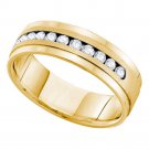 14k Yellow Gold Mens Round Diamond Single Row Wedding Band Ring 1/2 Ct Size 8-13