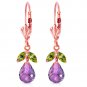 3.4 Carat 14K Solid Rose Gold Amethyst Peridot Briolette Earrings