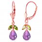 3.4 Carat 14K Solid Rose Gold Amethyst Peridot Briolette Earrings