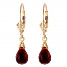 4.5 Carat 14K Solid Gold Leverback Earrings Briolette Garnet