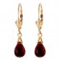 4.5 Carat 14K Solid Gold Leverback Earrings Briolette Garnet