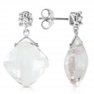 17.56 Carat 14K Solid White Gold Dancing Angels White Topaz Earrings
