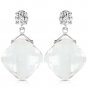 17.56 Carat 14K Solid White Gold Dancing Angels White Topaz Earrings