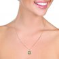 14K Solid Rose Gold Necklace with Octagon Green Amethyst Womens Gemstone Pendant