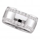 14k White Gold Womens Round Channel-set Diamond Double Row Wedding Band