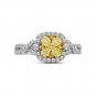 14kt White Gold Womens Round Natural Canary Yellow Diamond Square Cluster Ring