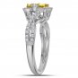 14kt White Gold Womens Round Natural Canary Yellow Diamond Square Cluster Ring
