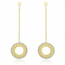 14k Two-Tone Gold Mesh Donut Motif Chain Dangling Earrings