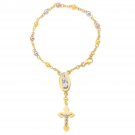 14k Tri-Color  Gold Rosary Style Bracelet