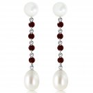 11 Carat 14K Solid White Gold I Feel Safe Garnet pearl Earrings Cute Fashion