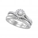 10k White Gold Round Diamond Bridal Wedding Engagement Ring Set 1-1/2 Ctw