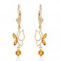 0.8 Carat 14K Solid Gold Flutter Fly Citrine Earrings Cute Fashion Jewelry