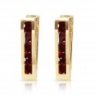 1.3 Carat 14K Solid Gold Oval Huggie Earrings Garnet