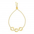 Adjustable Bracelet with Shiny Open Circles in 14k Yellow Gold