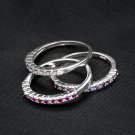 Women's Stunning Wedding BAND RING White Gold Plated Purple Red Size 6-8 Ella