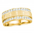 Mens Diamond Cross Wedding BAND RING Christian 14k Yellow Gold 1.00 CT Size 8-13
