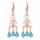 4.81 Carat 14K Solid Rose Gold Chandelier Diamond Earrings Blue Topaz
