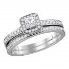 Women's Diamond RING Bridal Wedding BAND Set Elegant 10k White Gold 0.69 CT