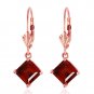 3.2 Carat 14K Solid Rose Gold Garnet Simplicity Earrings Womens Natural Gemstone