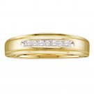 14k Yellow Gold Mens Round Diamond Band Wedding Anniversary Ring 1/12 Ctw