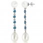 11 CTW 14K Solid Gold One Life Blue Topaz pearl Earrings