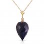 12.9 Carat 14K Solid Gold Necklace Pointy Briolette Drop Sapphire