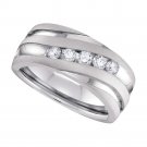 1 CT Carat Men's Diamond Wedding Anniversary BAND RING Round Cut 10k White Gold