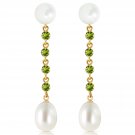 11 CTW 14K Solid Gold pearly View Peridot pearl Earrings Cute Fashion Jewelry