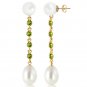 11 CTW 14K Solid Gold pearly View Peridot pearl Earrings Cute Fashion Jewelry