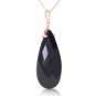 14K Solid Rose Gold Necklace w/ Briolette 31x16 mm Black Onyx Layering Jewelry