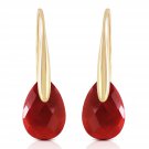 14K Solid Gold Fish Hook Earrings with  Dangling Briolette rubyes Cute Fashion